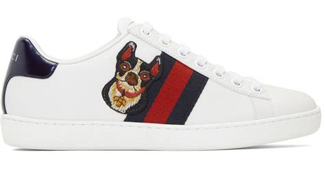 gucci ace embroided dog sneaker|Gucci ace metallic snakeskin sneakers.